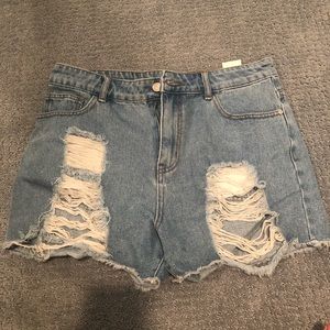 Ripped jean shorts